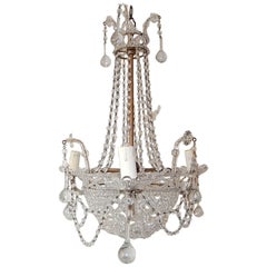 French Petit Crystal Beaded Basket Maison Bagues Style Chandelier