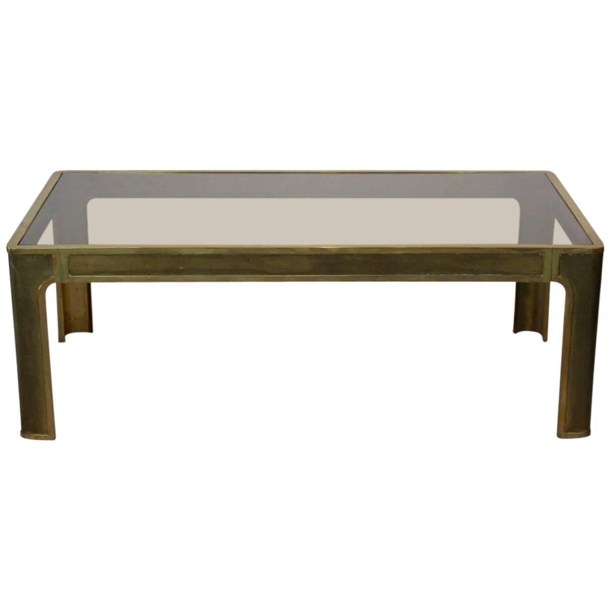 Sophisticated Brass and Glass Coffee Table, 1970s