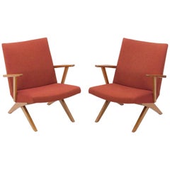 Two Red Lounge Chairs, Bodil Kjaer for Harbo Soelvsten, 1950s