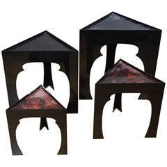 Set of Four Nesting Table, Faux Tortois Shell Tops, USA, 1970s