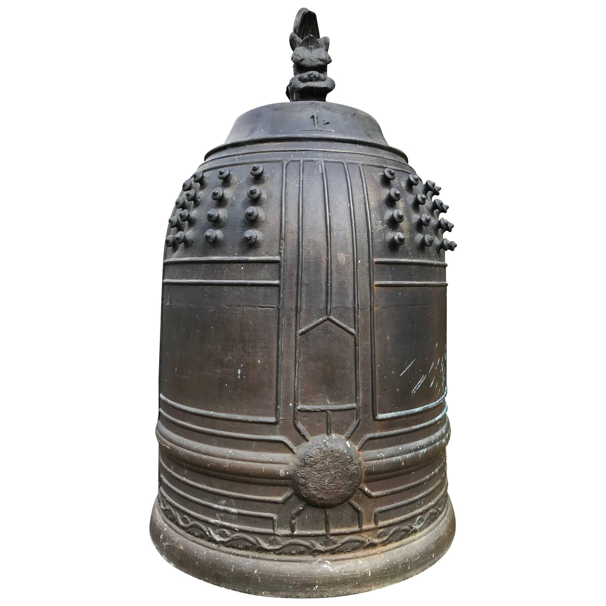  Japanese Old Hand Cast Bronze Temple Bell