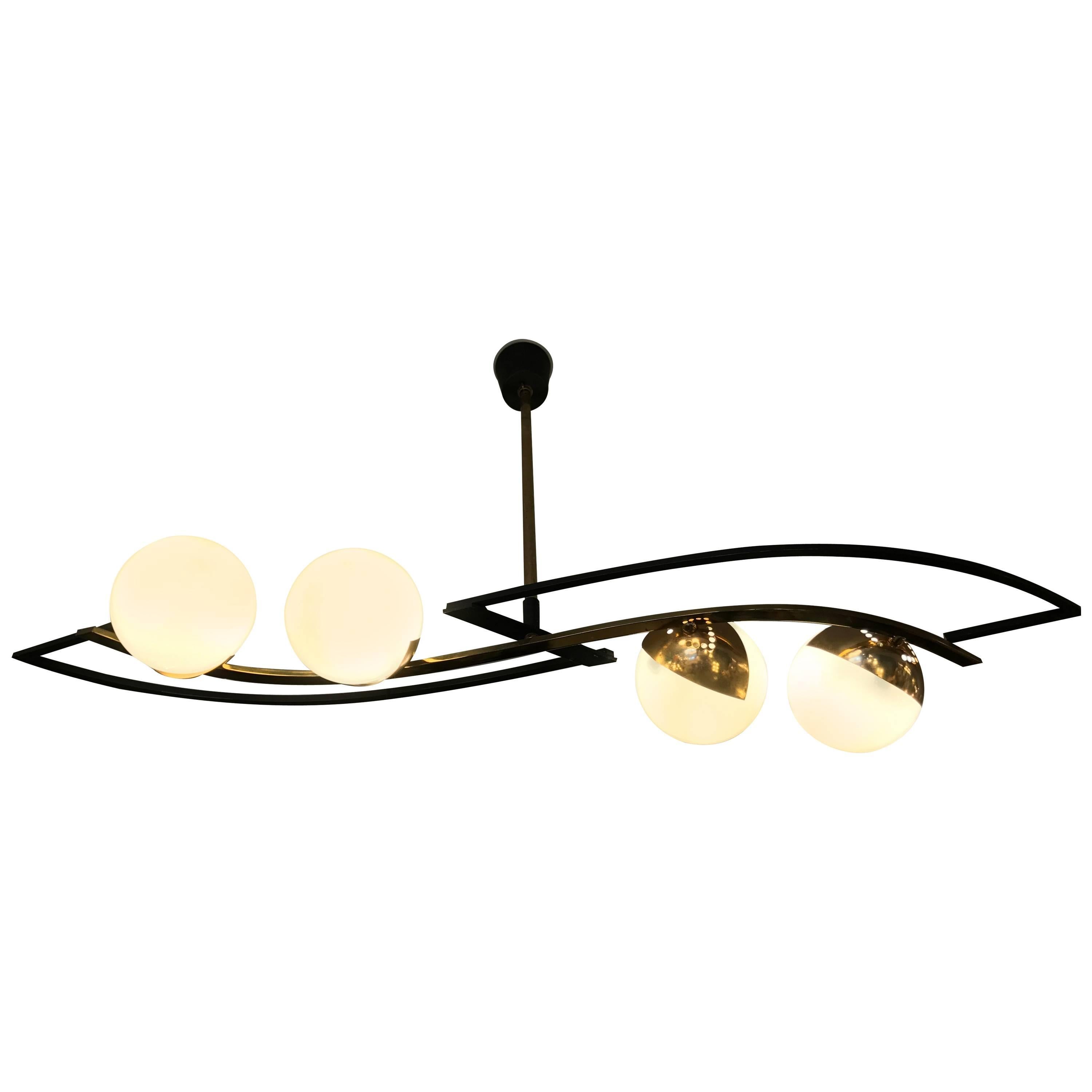 Italian four Globes Ceiling Light For Sale