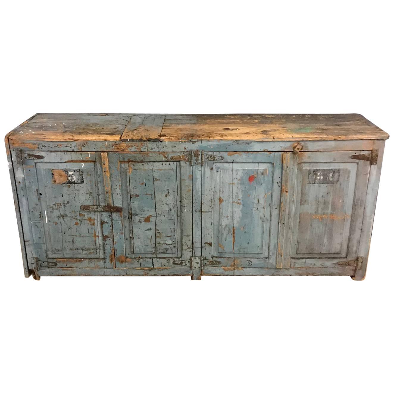 Industrial Workshop Cabinet with Great Patina For Sale