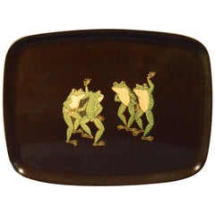 Vintage Tray with Frogs, Couroc, Monterey, California 1960s