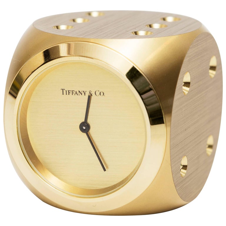 Tiffany Doré Bronze Dice Clock at 1stDibs
