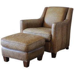 Vintage Leather Club Chair and Ottoman