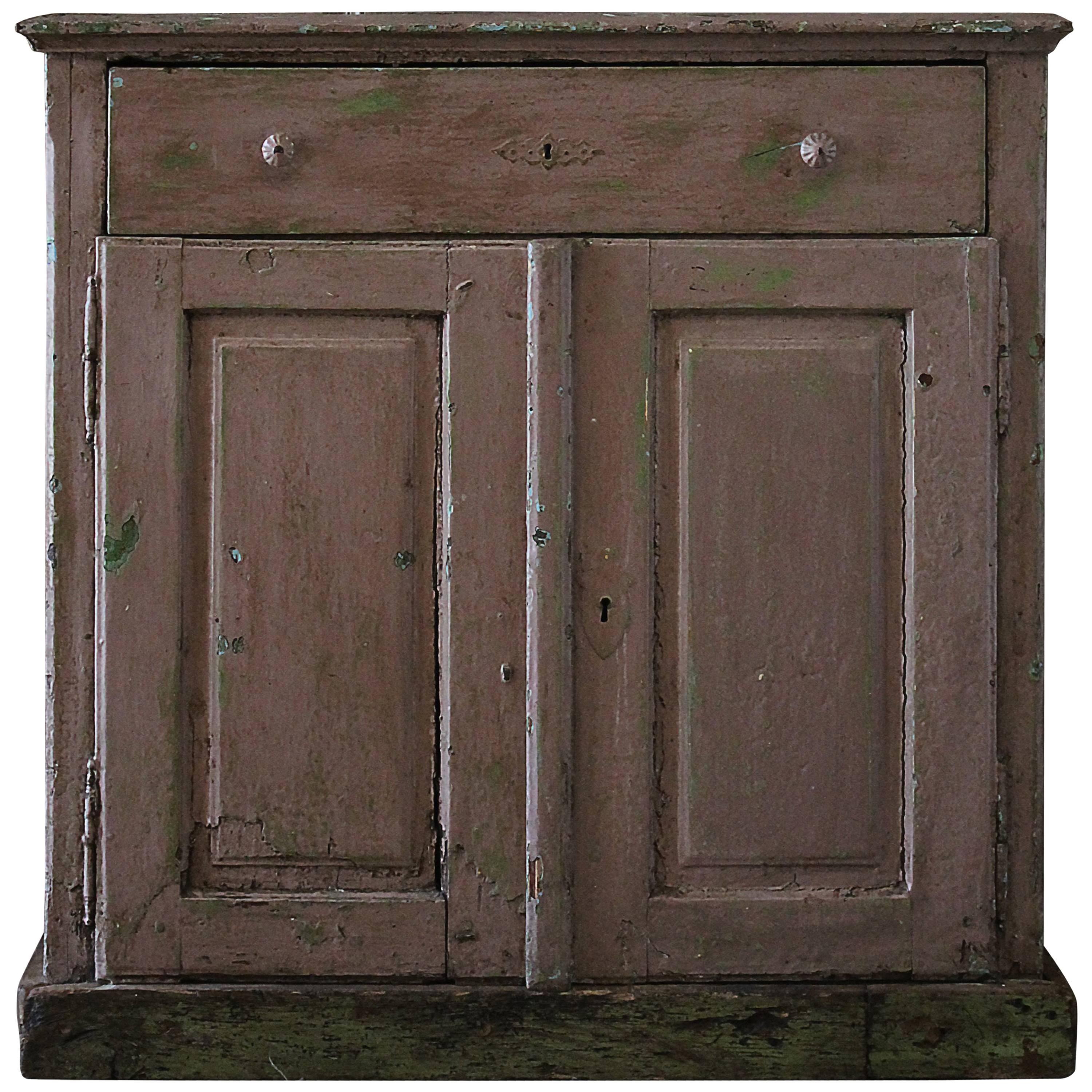 19th Century Pink Chippy Painted Swedish Cupboard