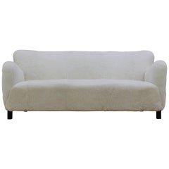 1940s Fritz Hansen Three-Seat Sofa in Sheep Skin, Model 1669A