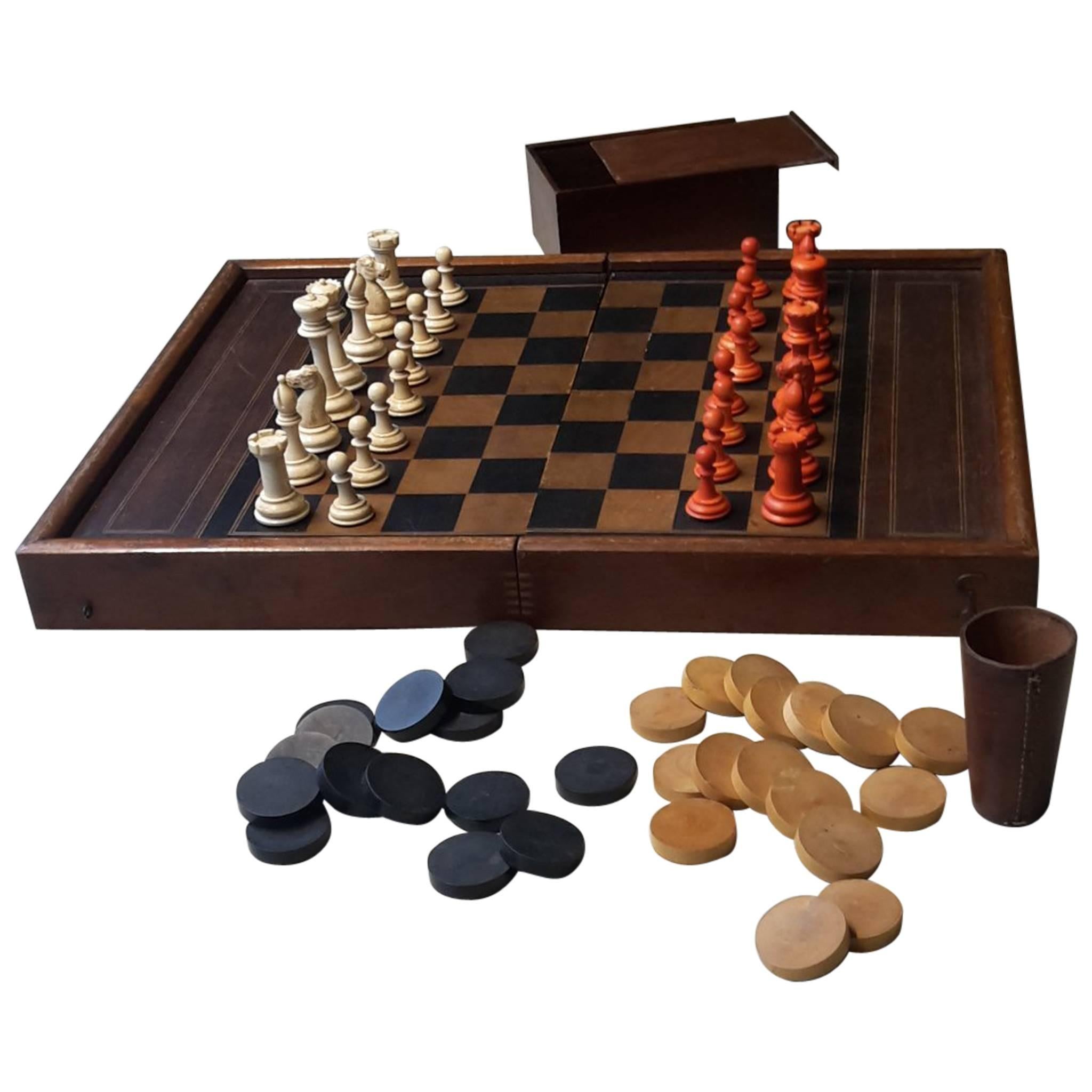 20th Century French Chess and Backgammon Game, 1940s