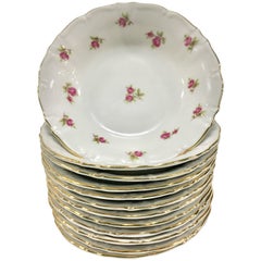 20th Century German Porcelain Fruit Bowls "Moss Rose" by Winterling, S/12