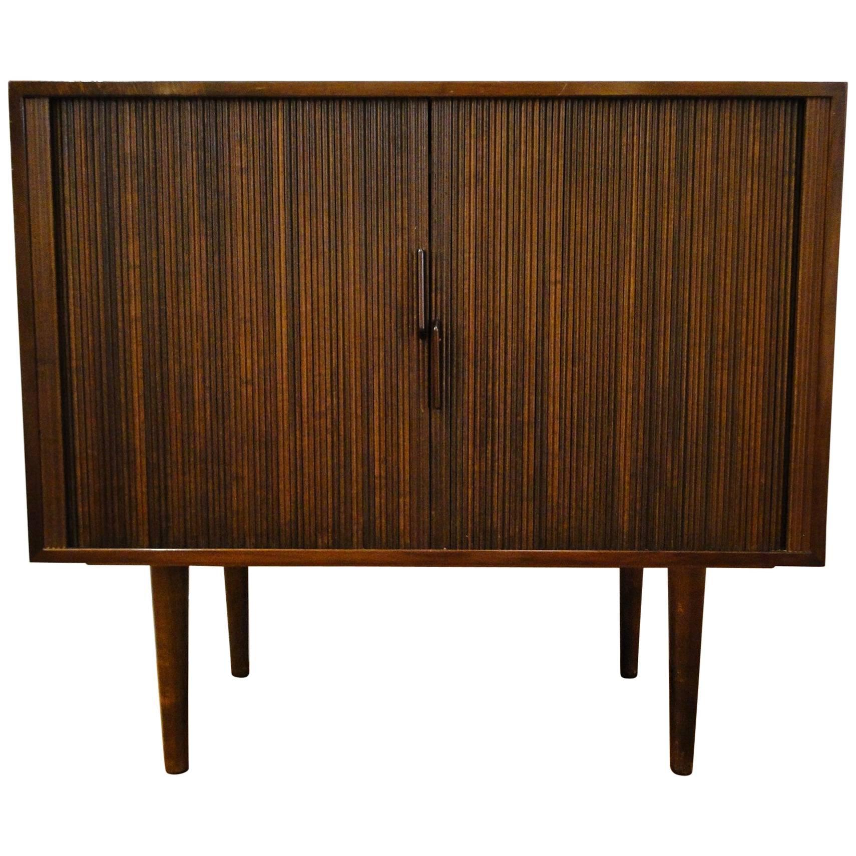 Small Cabinet of Nutwood with Tambour Doors For Sale