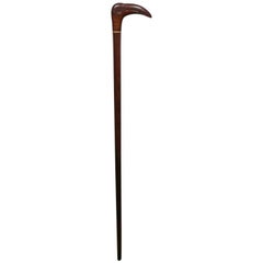 Retro Midcentury Jacaranda Wood Bird Walking Cane, circa 1960s