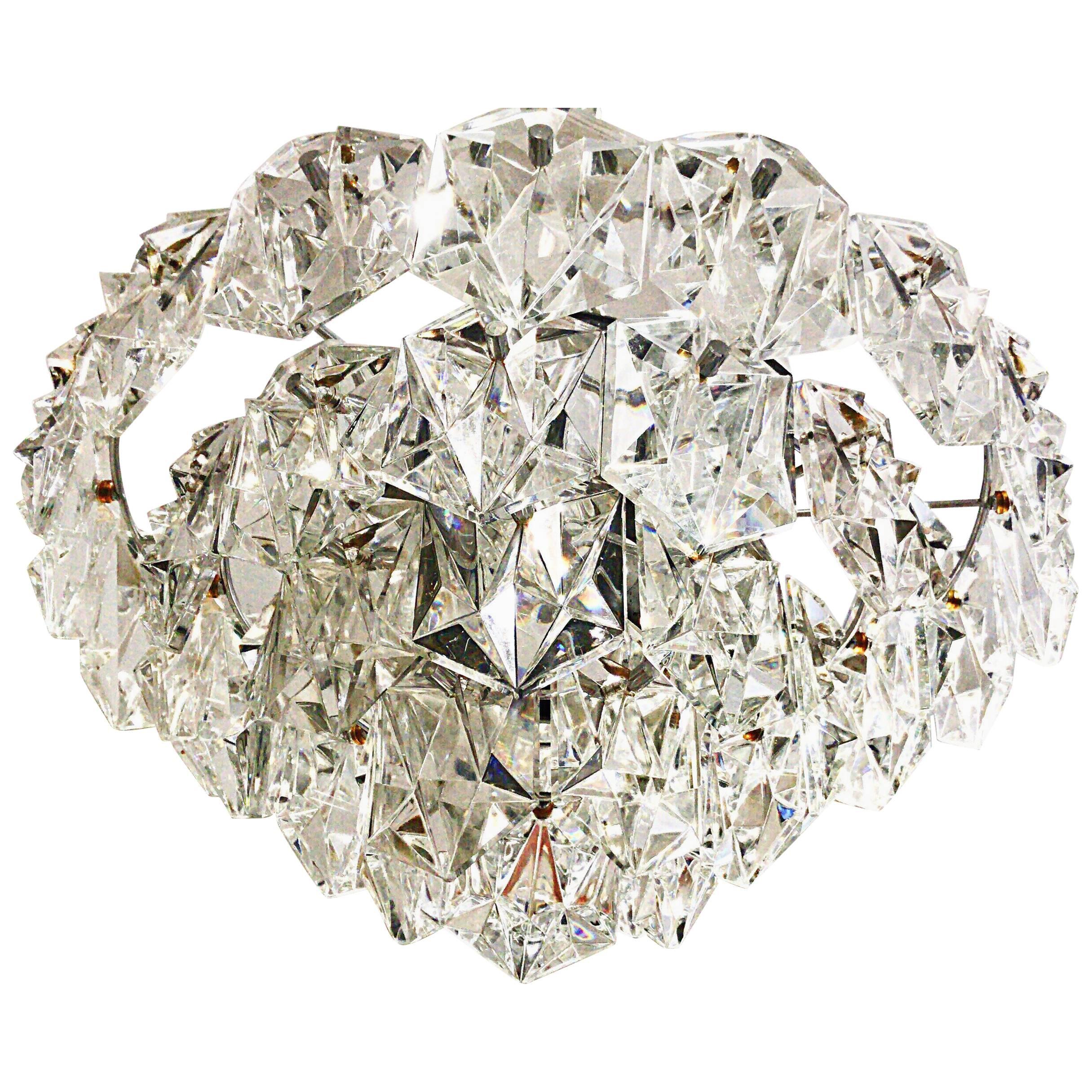 kinkeldey midcentury chandelier glass Diamond design, 1960 For Sale