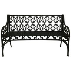 Antique Late 19th Century French Gothic Revival Cast Iron Garden Bench