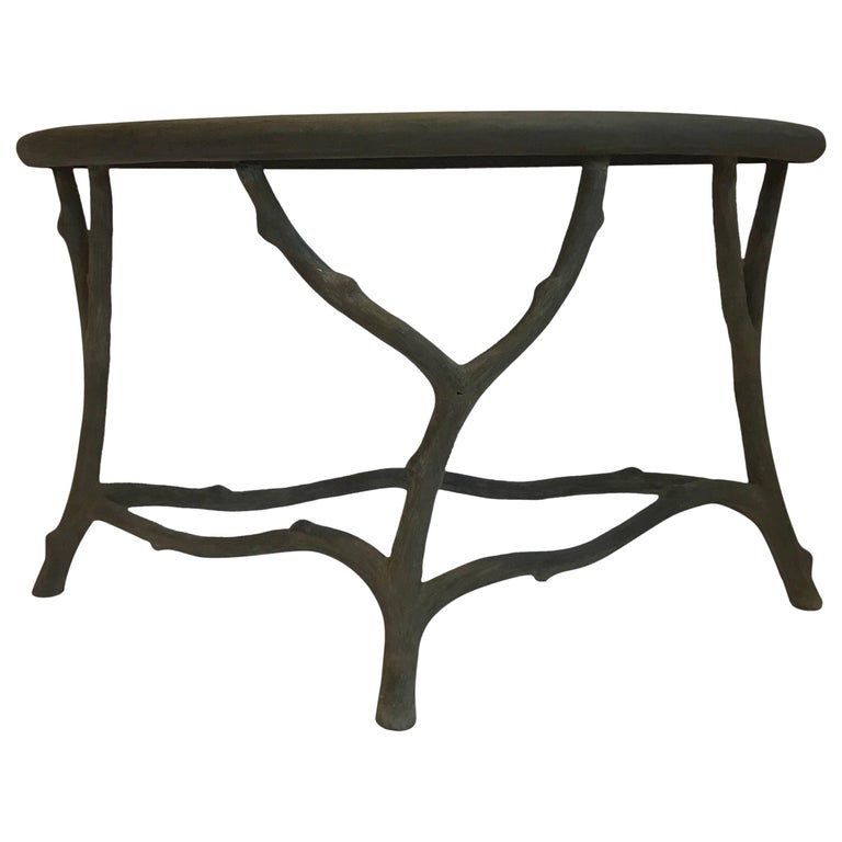 Concrete Faux Bois Demilune Console Table at 1stDibs