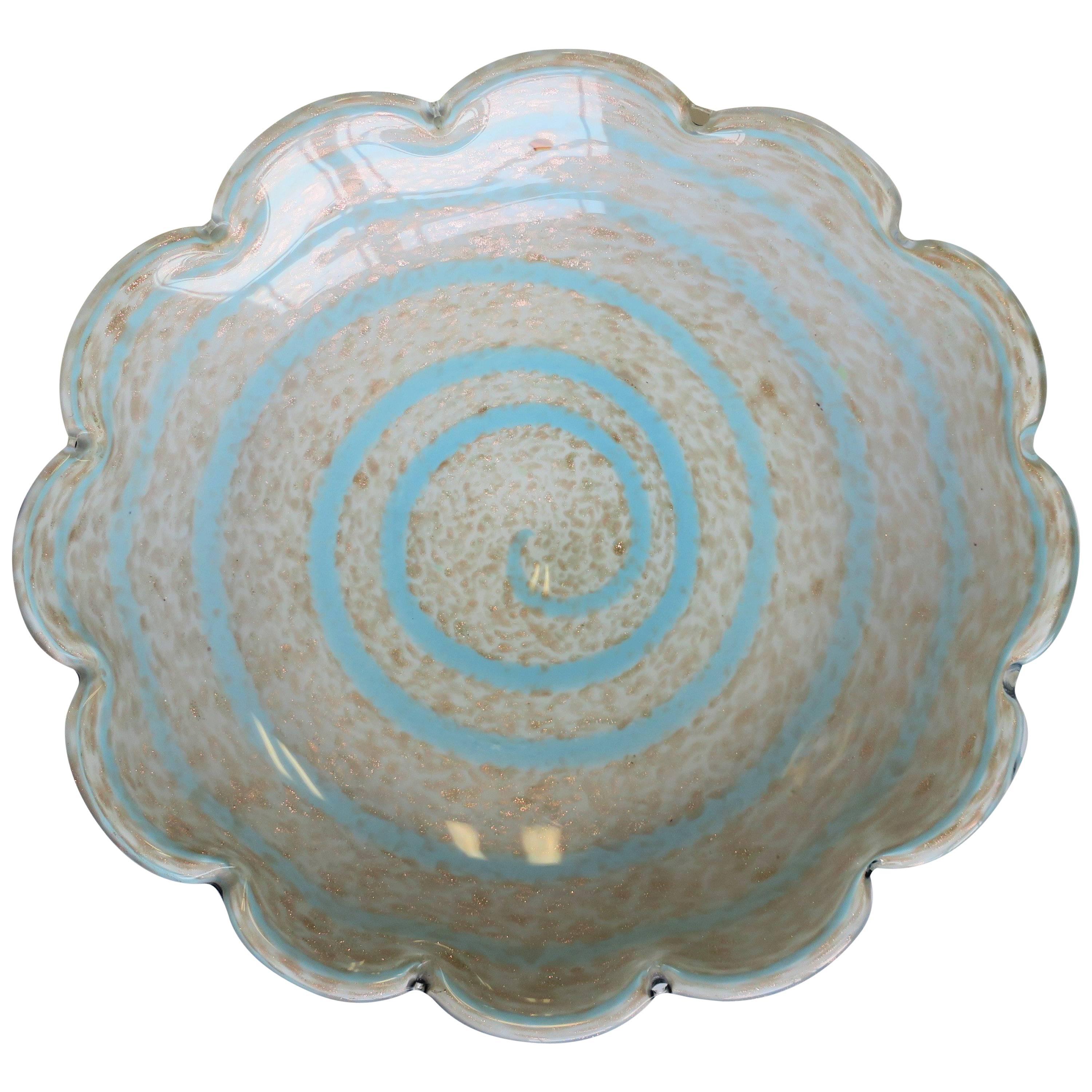 Italian Murano Blue and White Art Glass Bowl