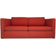 Charles Pfister for Knoll Two-Seat Sofa Settee or Loveseat with Crimson Boucle