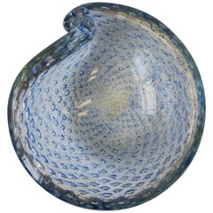 Vintage Midcentury Italian Blue and Gold Murano Art Glass Bowl, Italy, 1960s