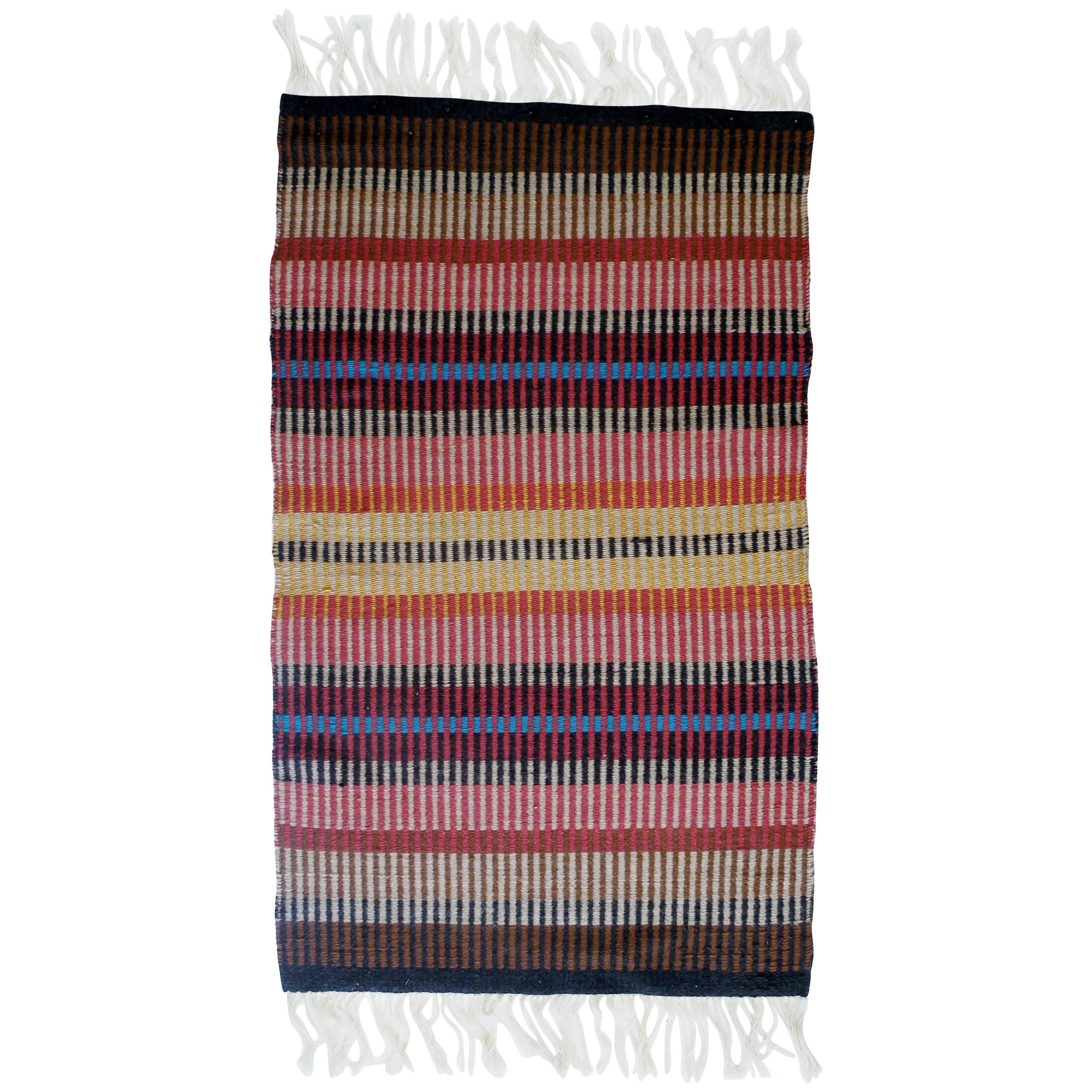 California Craft Linear Abstract Woven Textile Bauhaus Inspired Rug