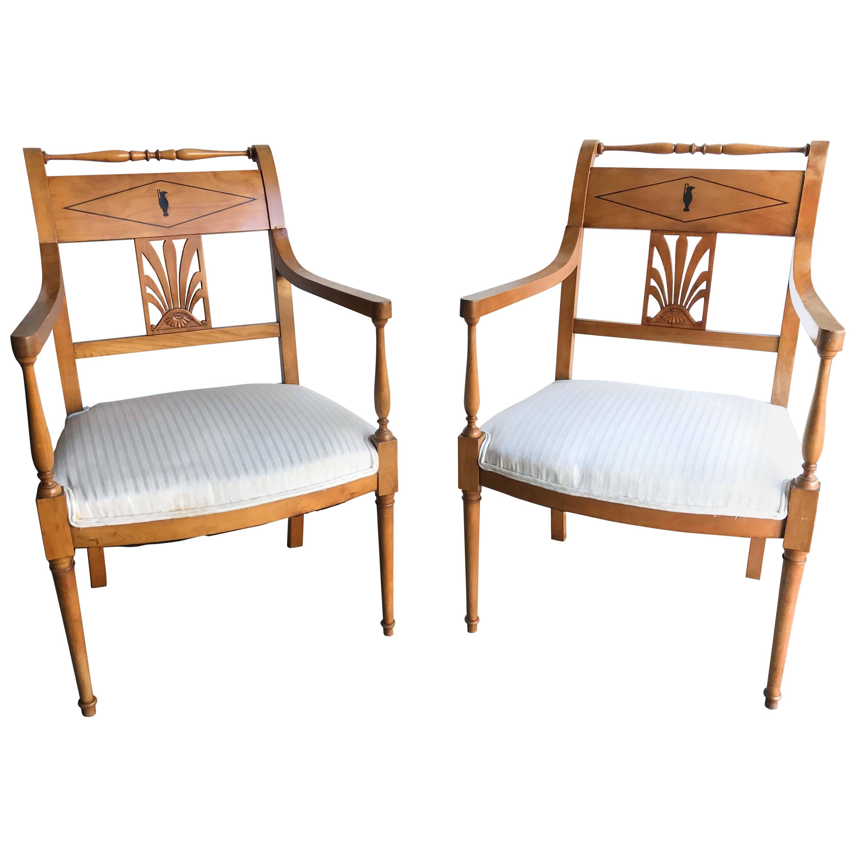 Pair of Biedermeier-Style Armchairs For Sale