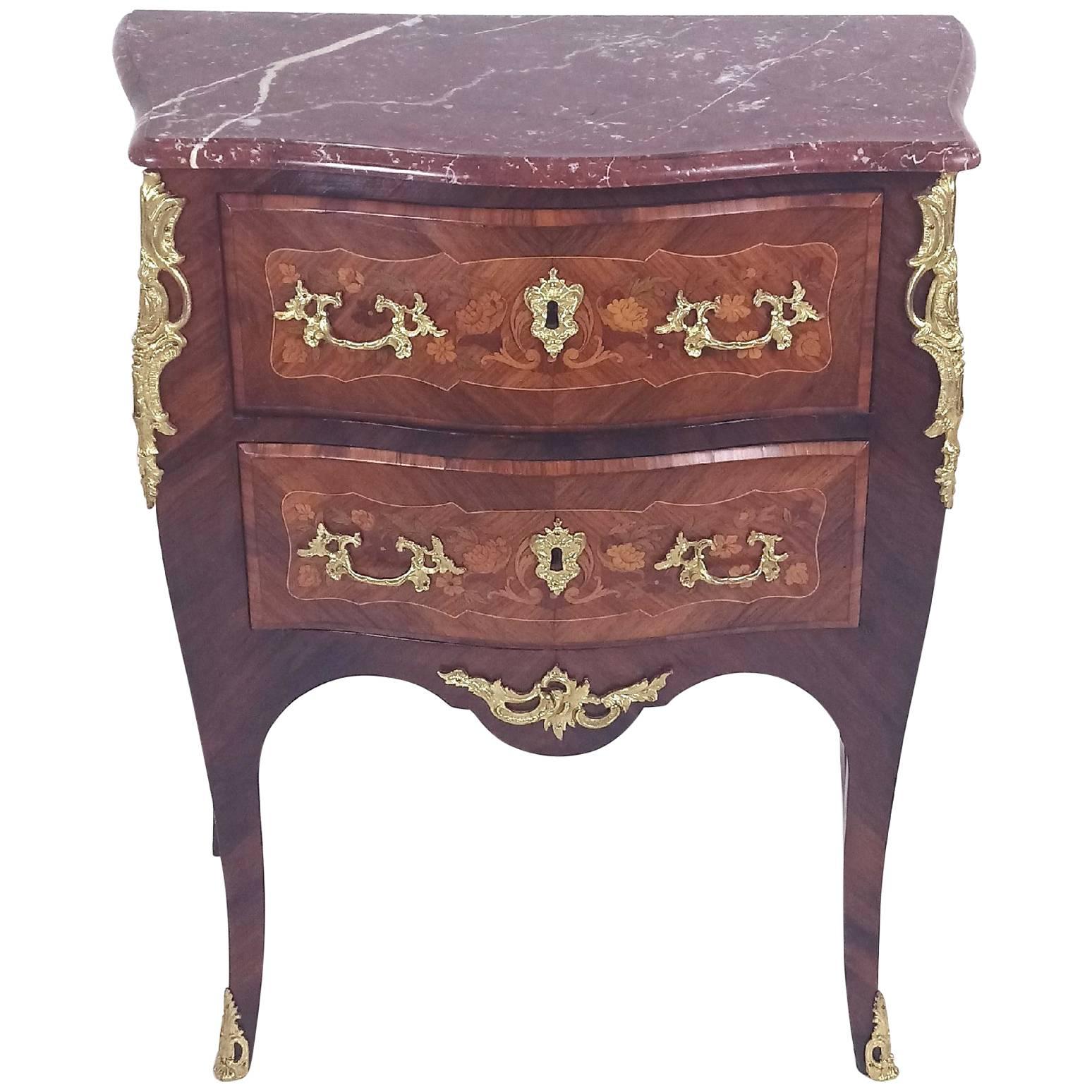 French Marquetry Inlaid Kingwood Petite Commode