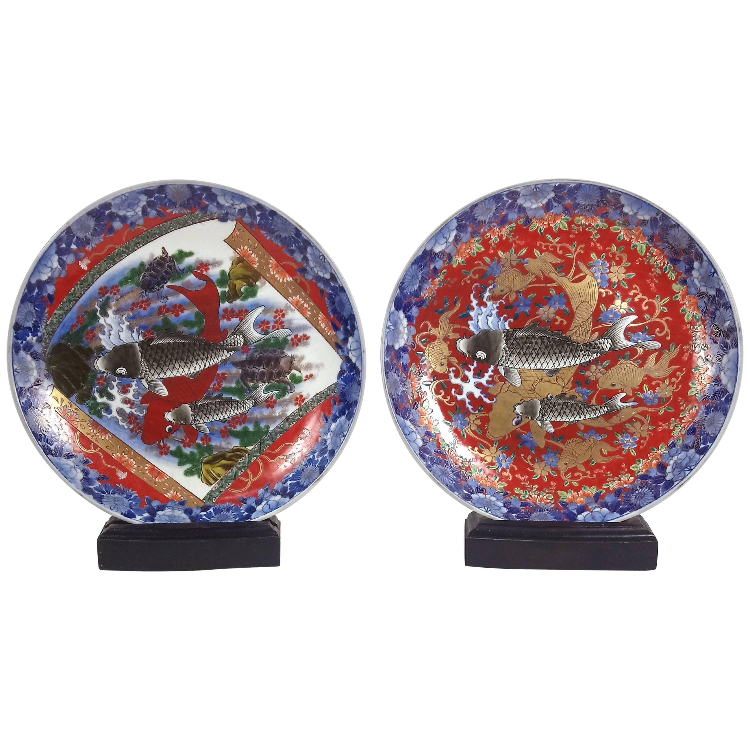 Pair of Late 19th Century Japanese Meiji Pottery Chargers