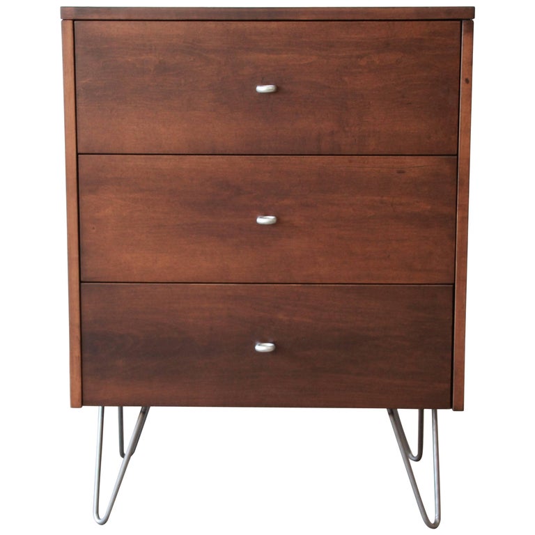 Paul Mccobb Planner Group Three Drawer Chest On Hairpin Legs For