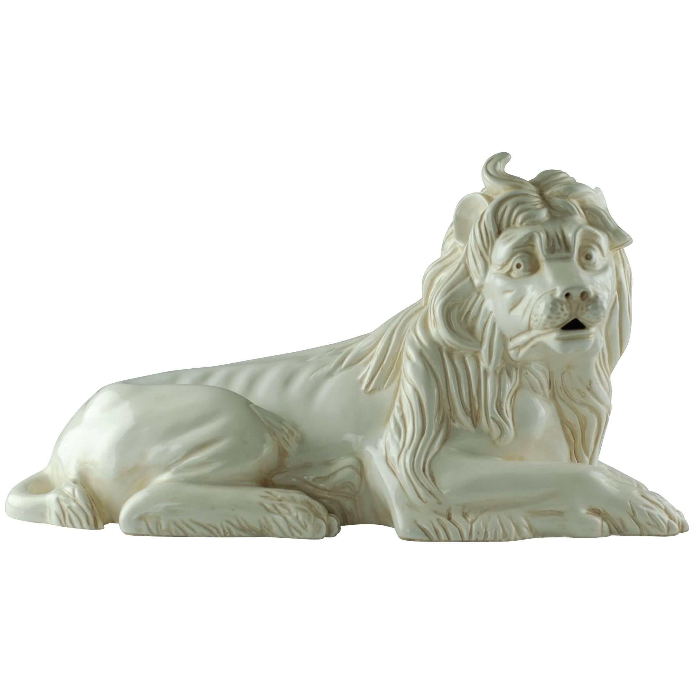 Vintage Suzuki Co. Porcelain Bisque Lion Laying Down, Majestic Lion