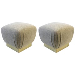 Pair of Satin Brass with Chanel Fabri Poufs by Marge Carson