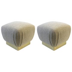 Pair of Satin Brass with Chanel Fabri Poufs by Marge Carson