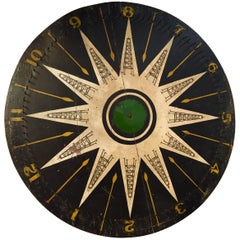 Antique Painted 1920s Graphic Game Wheel with Oil Derrick Illustration