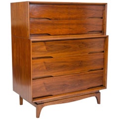 Vintage Walnut Midcentury Highboy Dresser/Chest, Kent Coffey