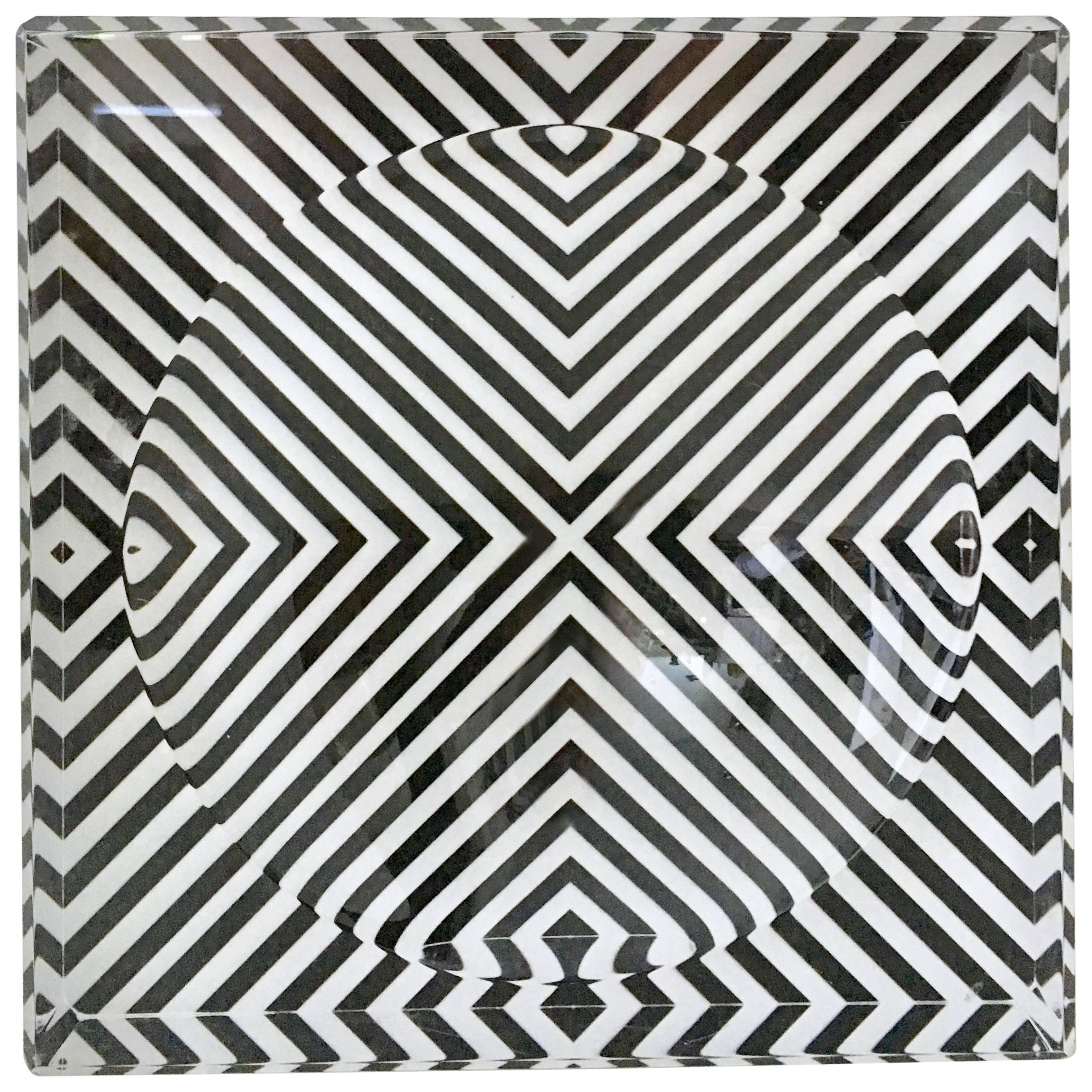 Lucite Optic Zebra Print Square Bowl by, Alexandra Von Furstenberg