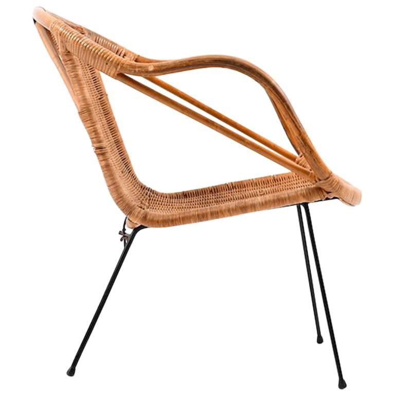 Early Danish Basket Chair, 1940s For Sale