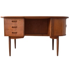 Danish Teak Kidney-Shaped Desk, 1950s