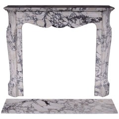 Antique Louis XV Style Fireplace, Pompadour Model, in Serravezza Breccia Marble