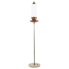 Vintage Italian Marble, Teak and Brass Floor Lamp, 1960s