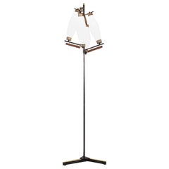 Lampadaire italien avec quatre Lights en verre opalin, années 1950