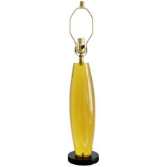 Tall Yellow Resin Table Lamp on Steel Base, France, 1970s