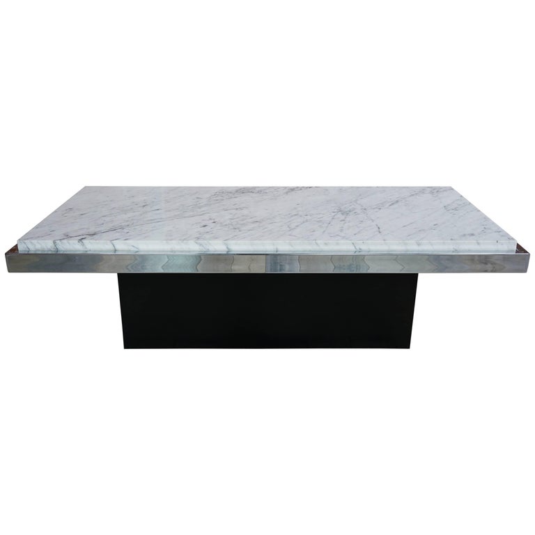 Vintage Coffee Table Marble White And Chrome For At 1stdibs Vintage Coffee Table Marble White And Chrome For