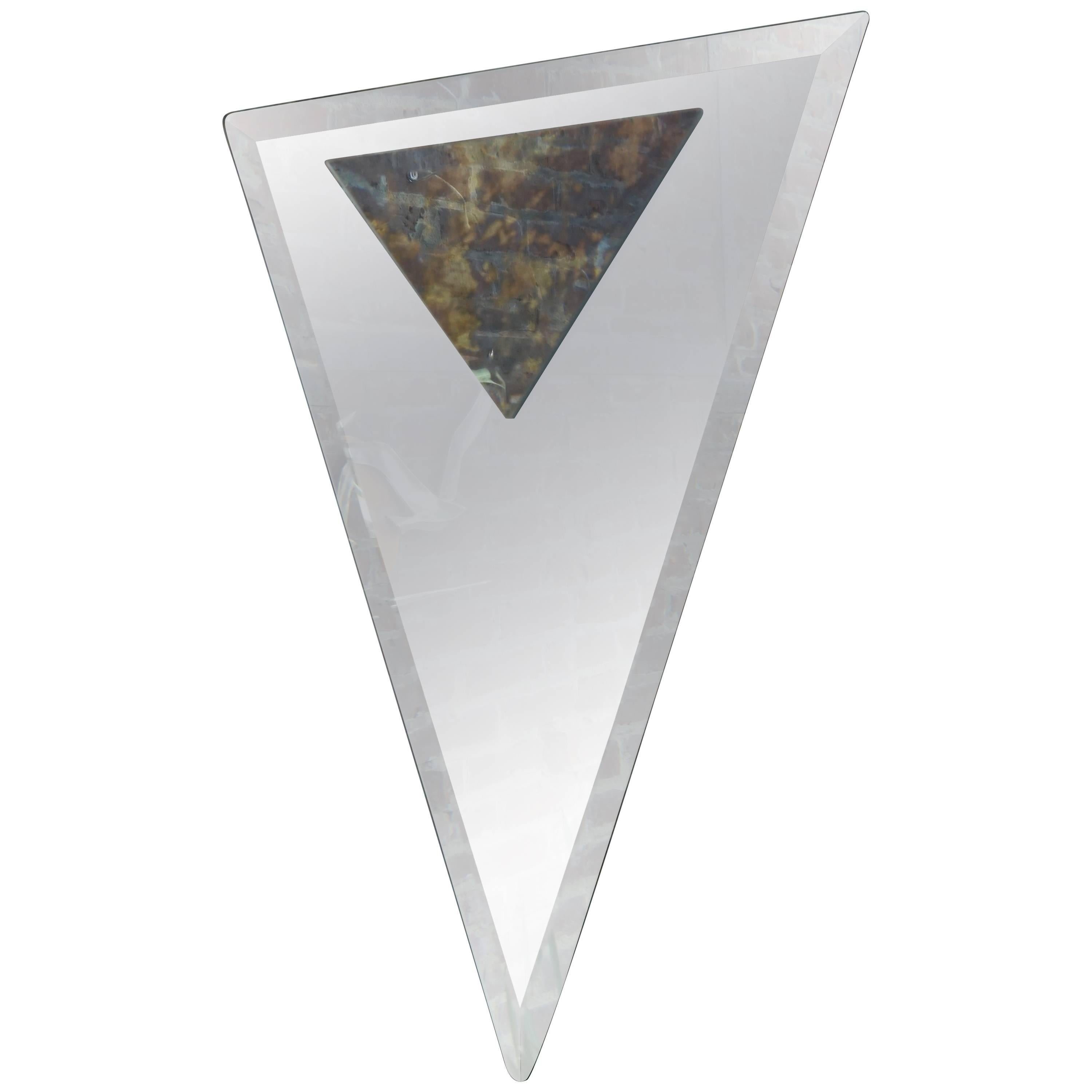 French Art Deco Triangular Bevelled Mirror