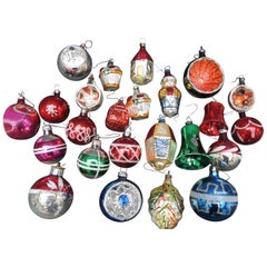 Retro Collection of 28 Glass Christmas Ornaments
