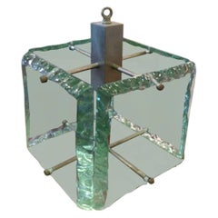 Beautiful Hammered Glass Pendant circa 1970