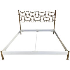 Italian Hammered Bronze Bed from 1960s by Osvaldo Borsani and Arnaldo Pomodoro