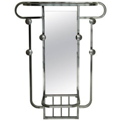 Art Deco Wardrobe with Mirror Without Umbrella Stand Chrome