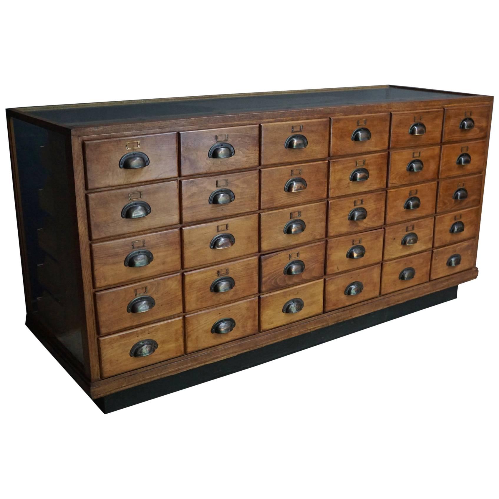 British Oak Haberdashery Cabinet or Shop Counter, 1930s