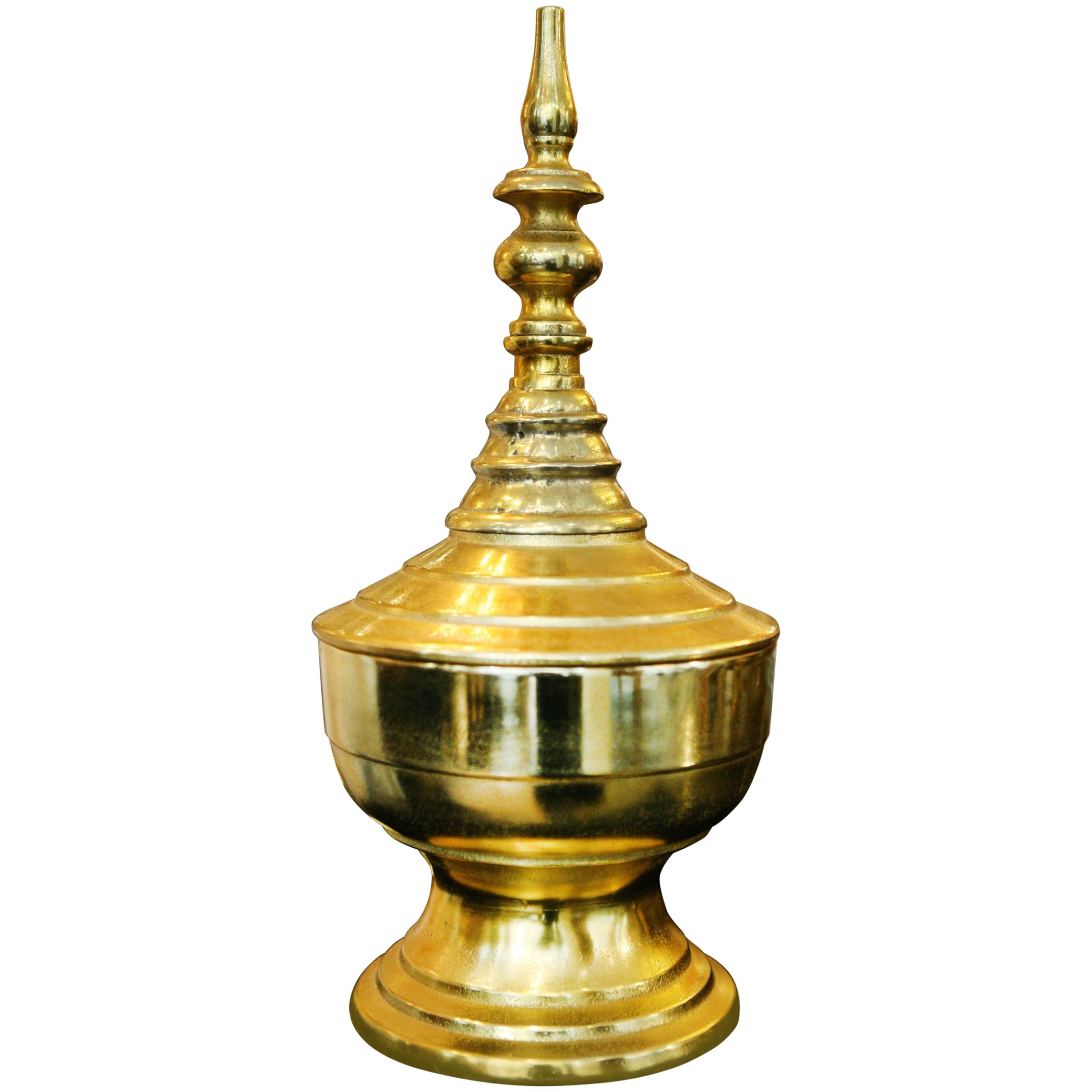 Embossed Brass Urn with Elephant Handles For Sale at 1stDibs