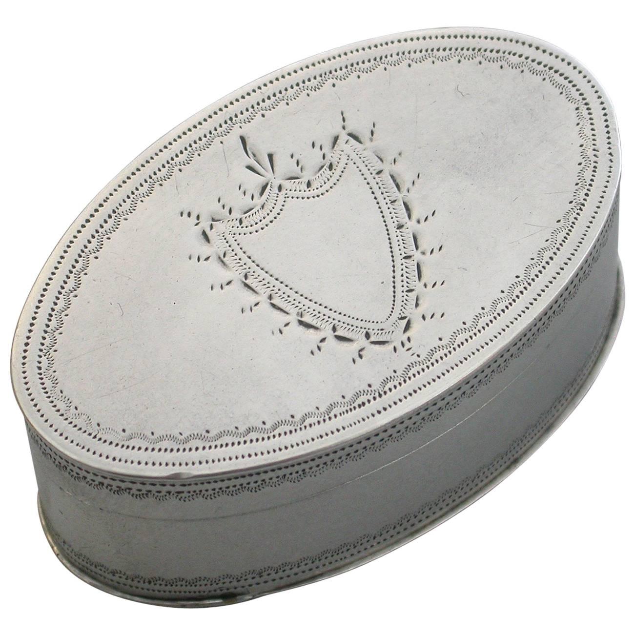 George III Navette Shaped Silver Nutmeg Grater, Birmingham, 1794