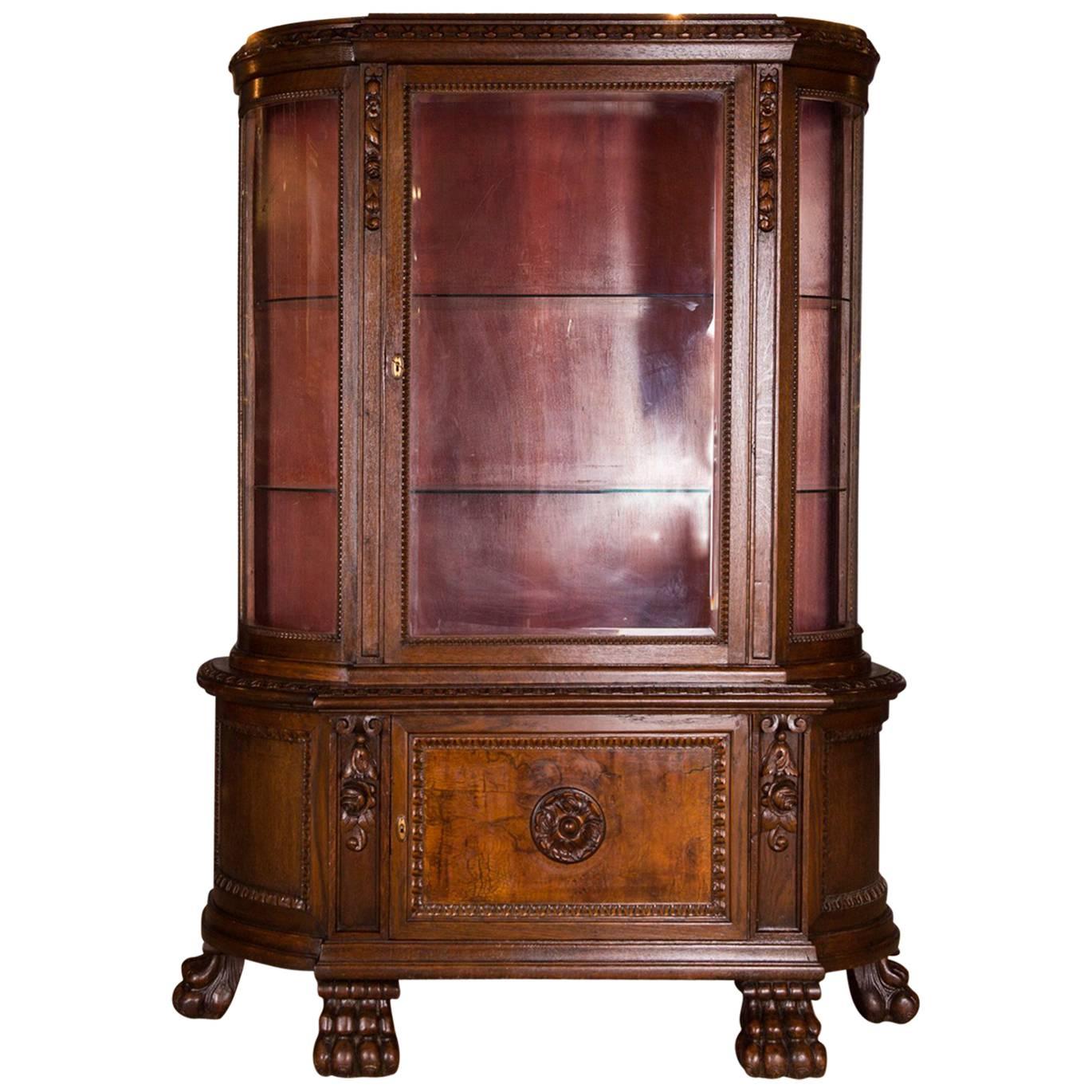 19th Century Antique Cabinet with Lions Feet Renaissance Revival