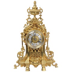 Antique French Gilt Bronze Boudoir Clock by A. D. Mougin